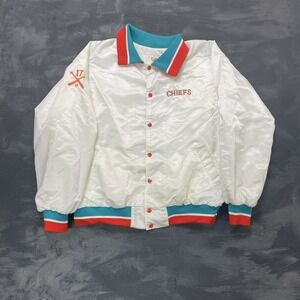 Vintage chiefs‎ jacket mens XL white 1980s DARBY button up